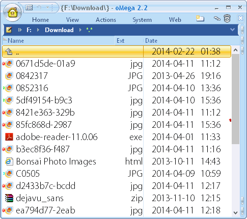 oMega Commander Features. Navigation to the most recent file.